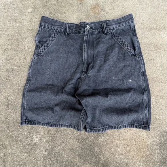 Uniqlo Mens Denim Utility Shorts Washed Black Carpenter Drawstring 321-471165 L - Picture 2 of 12